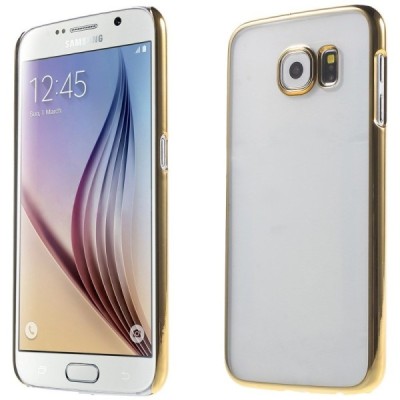 Samsung Galaxy S6 (G920) plastikinis skaidrus permatomas auksinis dėklas / Priedai.lt