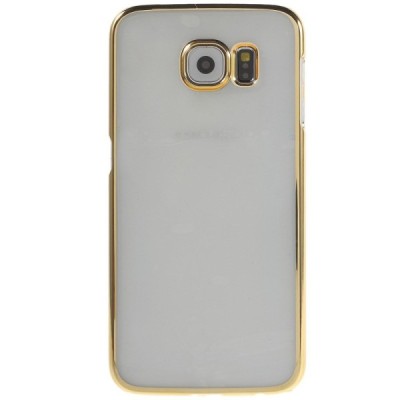 Samsung Galaxy S6 (G920) plastikinis skaidrus permatomas auksinis dėklas / Priedai.lt