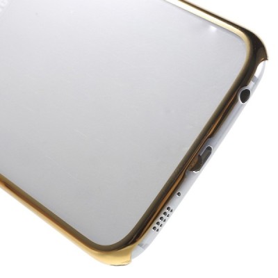 Samsung Galaxy S6 (G920) plastikinis skaidrus permatomas auksinis dėklas / Priedai.lt