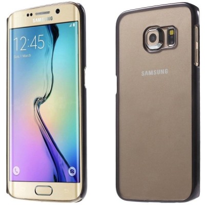 Samsung Galaxy S6 Edge (G925) plastikinis skaidrus permatomas juodas dėklas / Priedai.lt