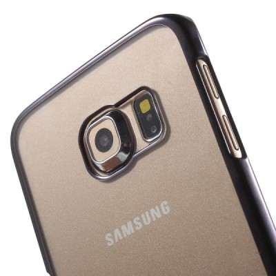 Samsung Galaxy S6 Edge (G925) plastikinis skaidrus permatomas juodas dėklas / Priedai.lt