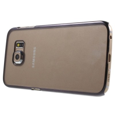 Samsung Galaxy S6 Edge (G925) plastikinis skaidrus permatomas juodas dėklas / Priedai.lt