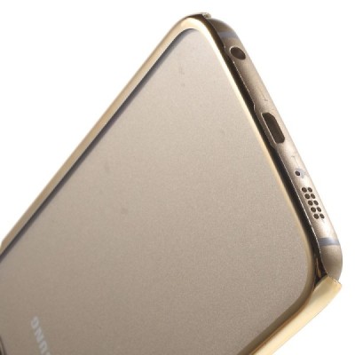 Samsung Galaxy S6 Edge (G925) plastikinis skaidrus permatomas auksinis dėklas / Priedai.lt