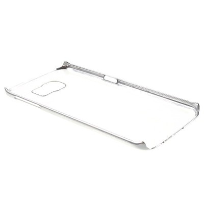 Samsung Galaxy S6 Edge (G925) plastikinis skaidrus permatomas sidabrinis dėklas / Priedai.lt