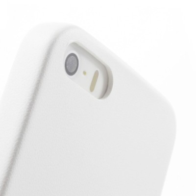 Apple iPhone SE (5, 5s) baltas odinis Slim Leather itin plonas dėklas - nugarėlė / Priedai.lt