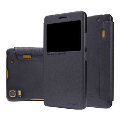 Lenovo K3 Note A7000 pilkas odinis atverčiamas Nillkin Sparkle dėklas / Priedai.lt