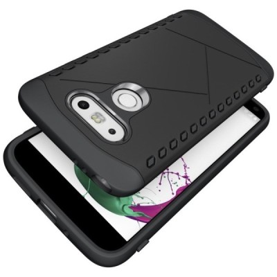 Sustiprintos apsaugos LG G5 H850 juodas kieto silikono (TPU) ir plastiko dėklas / Priedai.lt