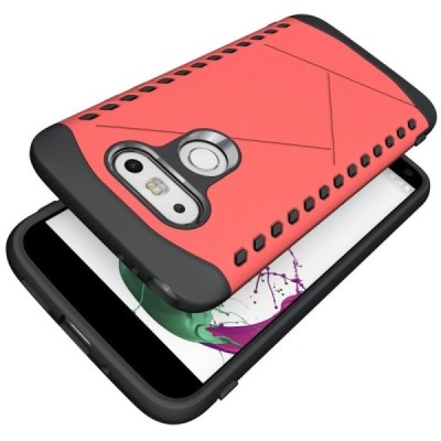 Sustiprintos apsaugos LG G5 H850 raudonas kieto silikono (TPU) ir plastiko dėklas / Priedai.lt