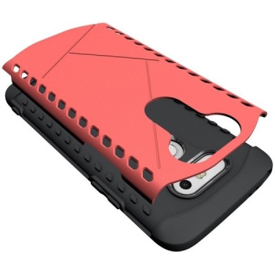 Sustiprintos apsaugos LG G5 H850 raudonas kieto silikono (TPU) ir plastiko dėklas / Priedai.lt