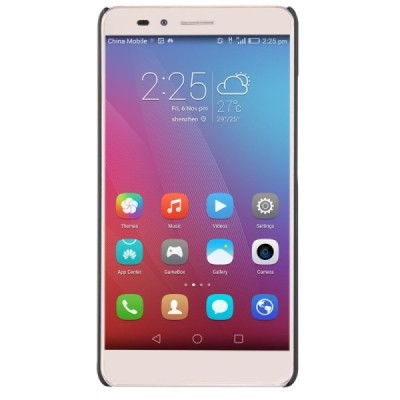 Huawei Honor 5X Nillkin Frosted Shield juodas plastikinis dėklas + apsauginė ekrano plėvelė / Priedai.lt