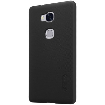 Huawei Honor 5X Nillkin Frosted Shield juodas plastikinis dėklas + apsauginė ekrano plėvelė / Priedai.lt