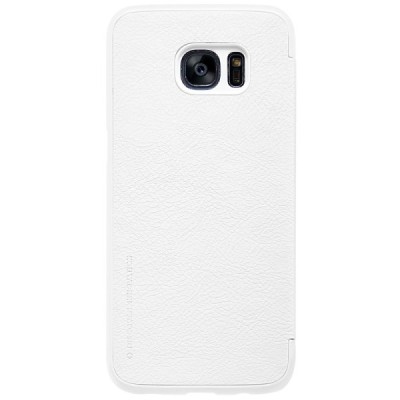 Prabangus „Nillkin“ Qin serijos baltas odinis atverčiamas Samsung Galaxy S7 Edge (G935) dėklas / Priedai.lt