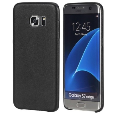 Samsung Galaxy S7 Edge (G935) „Rock“ Slim Leather juodas odinis dėklas - nugarėlė / Priedai.lt