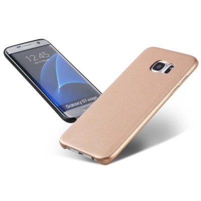 Samsung Galaxy S7 Edge (G935) „Rock“ Slim Leather auksinis odinis dėklas - nugarėlė / Priedai.lt