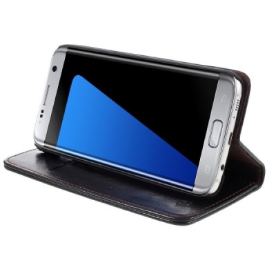 Samsung Galaxy S7 Edge (G935) „CaseMe“ solidus atverčiamas juodas odinis dėklas - knygutė / Priedai.lt
