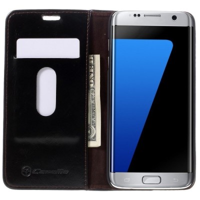 Samsung Galaxy S7 Edge (G935) „CaseMe“ solidus atverčiamas juodas odinis dėklas - knygutė / Priedai.lt