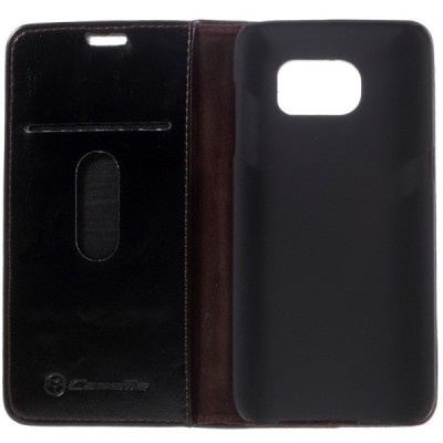 Samsung Galaxy S7 Edge (G935) „CaseMe“ solidus atverčiamas juodas odinis dėklas - knygutė / Priedai.lt
