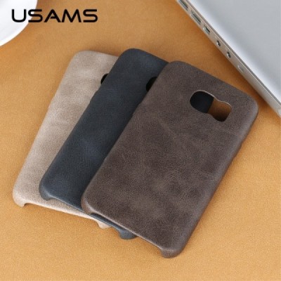 „USAMS“ Slim Leather Samsung Galaxy S7 G930F juodas odinis dėklas - nugarėlė / Priedai.lt