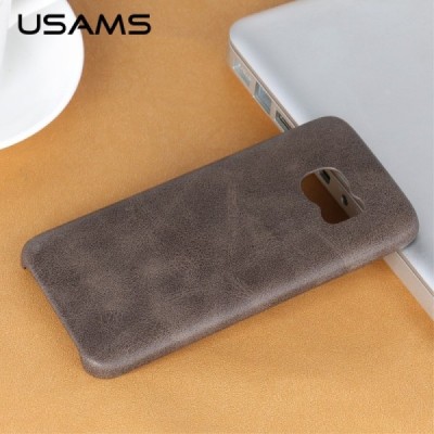 „USAMS“ Slim Leather Samsung Galaxy S7 G930F rudas odinis dėklas - nugarėlė / Priedai.lt