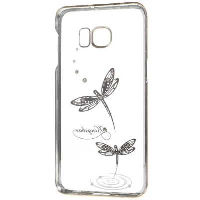 Samsung Galaxy S6 Edge+ (G928) Kingxbar Crystal Icon Pro Dragonfly Swarovski plastikinis skaidrus permatomas auksinis dėklas su 