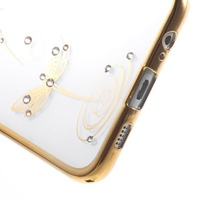 Samsung Galaxy S6 Edge+ (G928) Kingxbar Crystal Icon Pro Dragonfly Swarovski plastikinis skaidrus permatomas auksinis dėklas su 