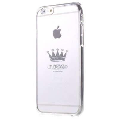 Apple iPhone 6 (6s) X-Fitted Crystal Icon Pro Crown Swarovski plastikinis skaidrus permatomas sidabrinis dėklas su kristalais / 