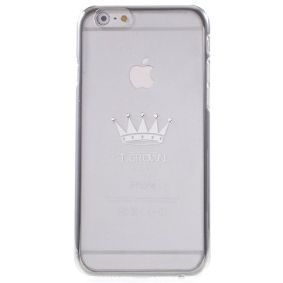 Apple iPhone 6 (6s) X-Fitted Crystal Icon Pro Crown Swarovski plastikinis skaidrus permatomas sidabrinis dėklas su kristalais / 