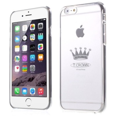Apple iPhone 6 (6s) X-Fitted Crystal Icon Pro Crown Swarovski plastikinis skaidrus permatomas sidabrinis dėklas su kristalais / 