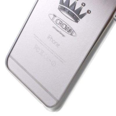 Apple iPhone 6 (6s) X-Fitted Crystal Icon Pro Crown Swarovski plastikinis skaidrus permatomas sidabrinis dėklas su kristalais / 