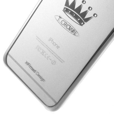 Apple iPhone 6 Plus (6s Plus) X-Fitted Crystal Icon Pro Crown Swarovski plastikinis skaidrus permatomas sidabrinis dėklas su kri