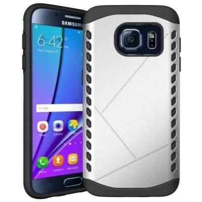 Sustiprintos apsaugos Samsung Galaxy S7 G930 sidabrinis kieto silikono (TPU) ir plastiko dėklas / Priedai.lt