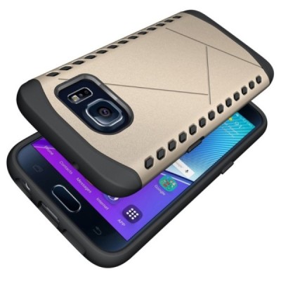 Sustiprintos apsaugos Samsung Galaxy S7 G930 auksinis kieto silikono (TPU) ir plastiko dėklas / Priedai.lt