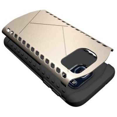 Sustiprintos apsaugos Samsung Galaxy S7 G930 auksinis kieto silikono (TPU) ir plastiko dėklas / Priedai.lt
