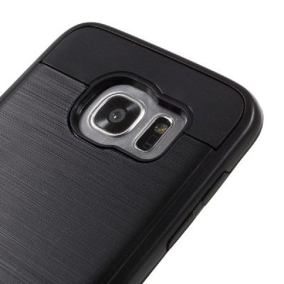 Sustiprintos apsaugos Samsung Galaxy S7 edge G935 juodas kieto silikono (TPU) ir plastiko dėklas / Priedai.lt