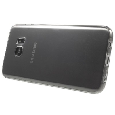 Samsung Galaxy S7 Edge (G935) skaidrus (permatomas), pilkas kieto silikono TPU ploniausias pasaulyje bespalvis dėklas / Priedai.