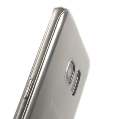 Samsung Galaxy S7 Edge (G935) skaidrus (permatomas), pilkas kieto silikono TPU ploniausias pasaulyje bespalvis dėklas / Priedai.