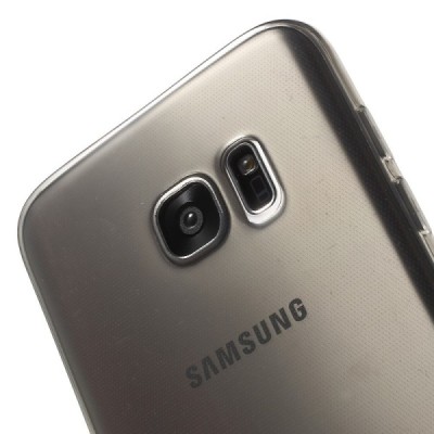 Samsung Galaxy S7 Edge (G935) skaidrus (permatomas), pilkas kieto silikono TPU ploniausias pasaulyje bespalvis dėklas / Priedai.