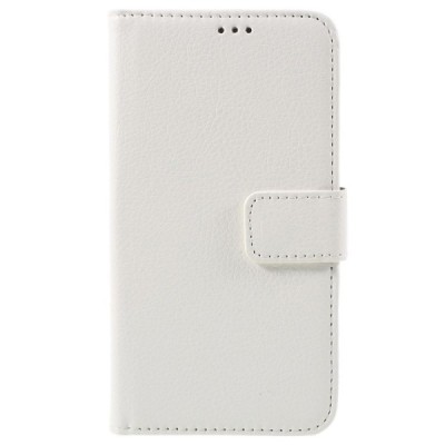 Huawei Y5 atverčiamas baltas odinis Litchi dėklas - piniginė / Priedai.lt