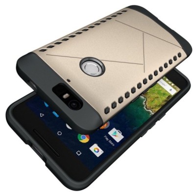 Sustiprintos apsaugos Samsung Huawei Nexus 6P auksinis kieto silikono (TPU) ir plastiko dėklas / Priedai.lt