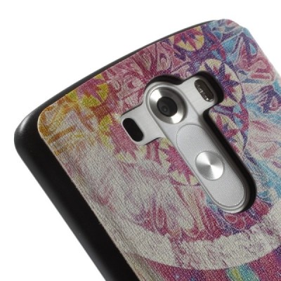 Atverčiamas LG G3 spalvotas dėklas su langeliu - baltas / Priedai.lt