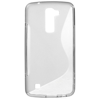 LG K10 (K420N) kieto silikono TPU skaidrus pilkas dėklas - nugarėlė / Priedai.lt