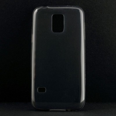 Samsung Galaxy S5 mini G800 skaidrus (permatomas), pilkas kieto silikono TPU ploniausias pasaulyje dėklas / Priedai.lt