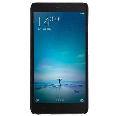 Xiaomi Redmi Note 2 Nillkin Frosted Shield juodas plastikinis dėklas + apsauginė ekrano plėvelė / Priedai.lt
