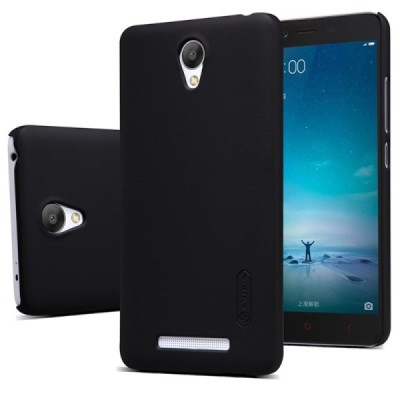 Xiaomi Redmi Note 2 Nillkin Frosted Shield juodas plastikinis dėklas + apsauginė ekrano plėvelė / Priedai.lt
