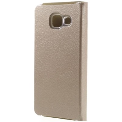 Samsung Galaxy A3 (2016) A310 aukso spalvos odinis atverčiamas Smart Wallet dėklas - piniginė / Priedai.lt