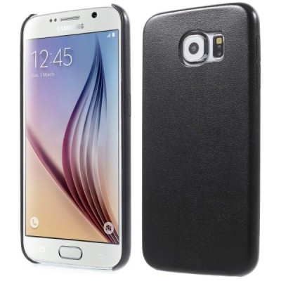 Slim Leather Samsung Galaxy S6 G920F juodas odinis dėklas - nugarėlė / Priedai.lt