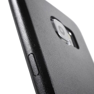 Slim Leather Samsung Galaxy S6 G920F juodas odinis dėklas - nugarėlė / Priedai.lt