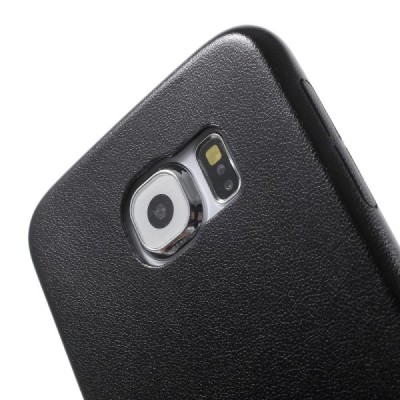 Slim Leather Samsung Galaxy S6 G920F juodas odinis dėklas - nugarėlė / Priedai.lt