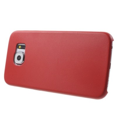 Slim Leather Samsung Galaxy S6 G920F raudonas odinis dėklas - nugarėlė / Priedai.lt