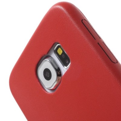 Slim Leather Samsung Galaxy S6 G920F raudonas odinis dėklas - nugarėlė / Priedai.lt
